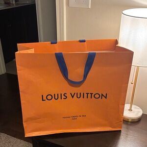 Louis Vuitton Bold Orange Tote with Blue Handles